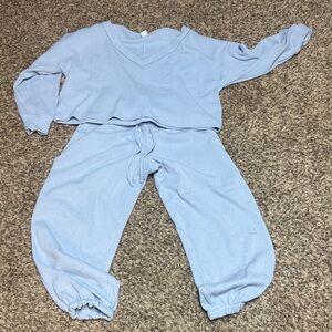Light Blue Cropped Top and Jogger Bottom Lounge Set